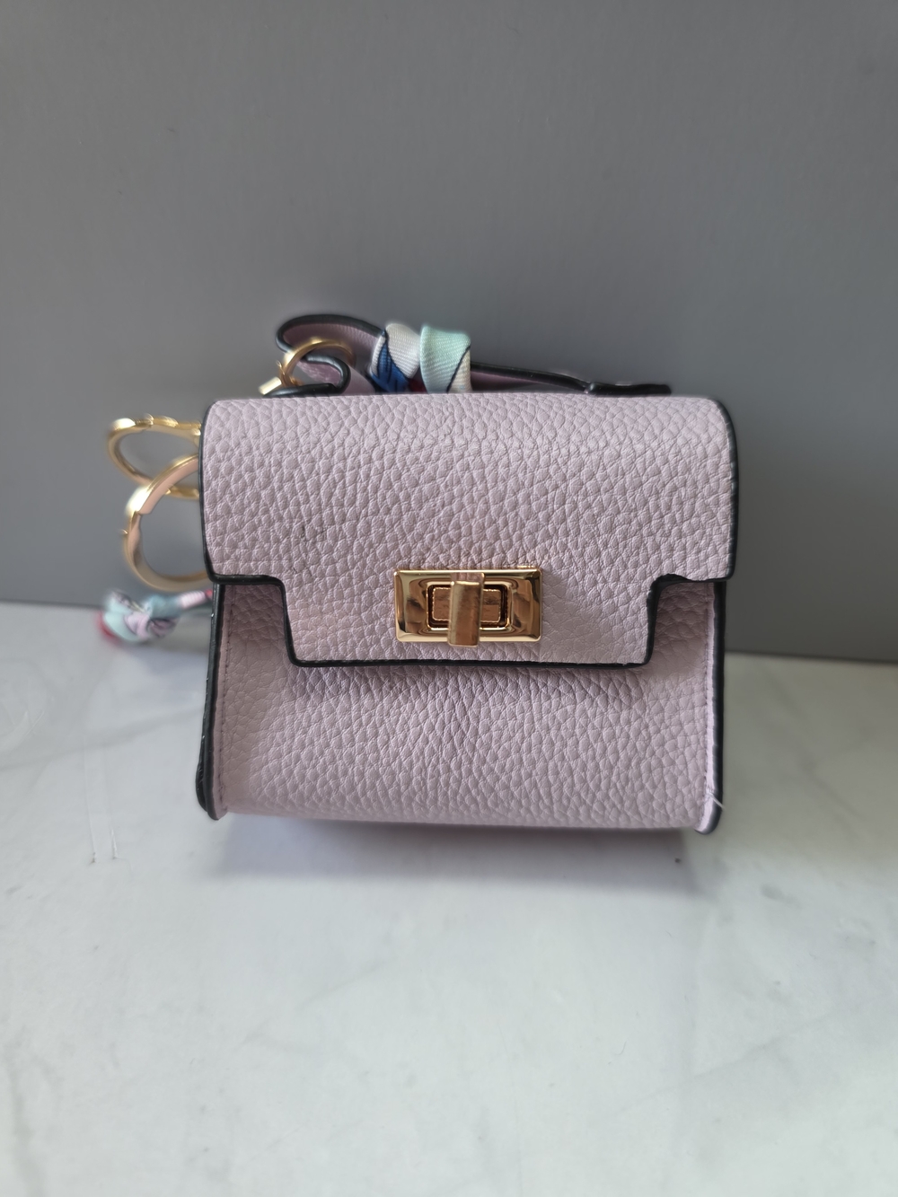 Mini Pink Handbag Bag Charm with Twilly Scarf